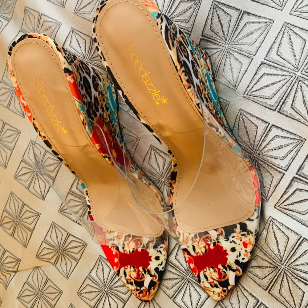 Clear toe shoe w/ beautiful colored wedge